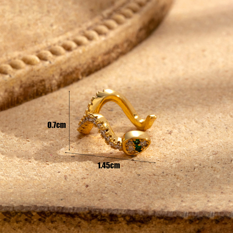 1 Piece French Style Simple Style Korean Style Snake Inlay Copper Zircon Ear Cuffs Ear Studs display picture 2