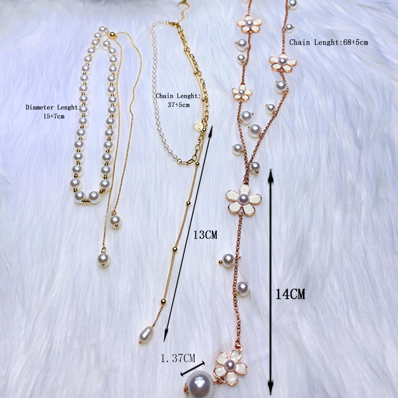 Elegant Flower Copper Alloy Inlay Pearl Pendant Necklace Sweater Chain display picture 9