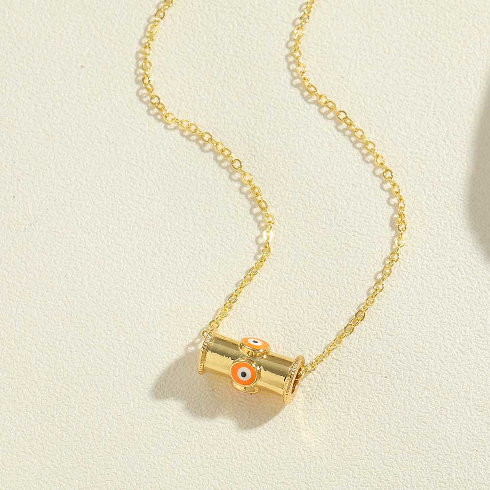 Vintage Style Simple Style Devil's Eye Copper Enamel Zircon 14k Gold Plated Pendant Necklace display picture 1