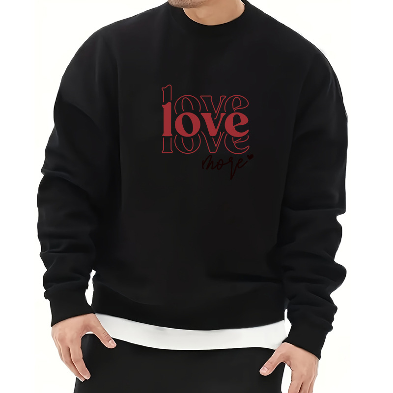 Men's Letter Heart Shape Simple Style Long Sleeve Loose Round Neck display picture 2