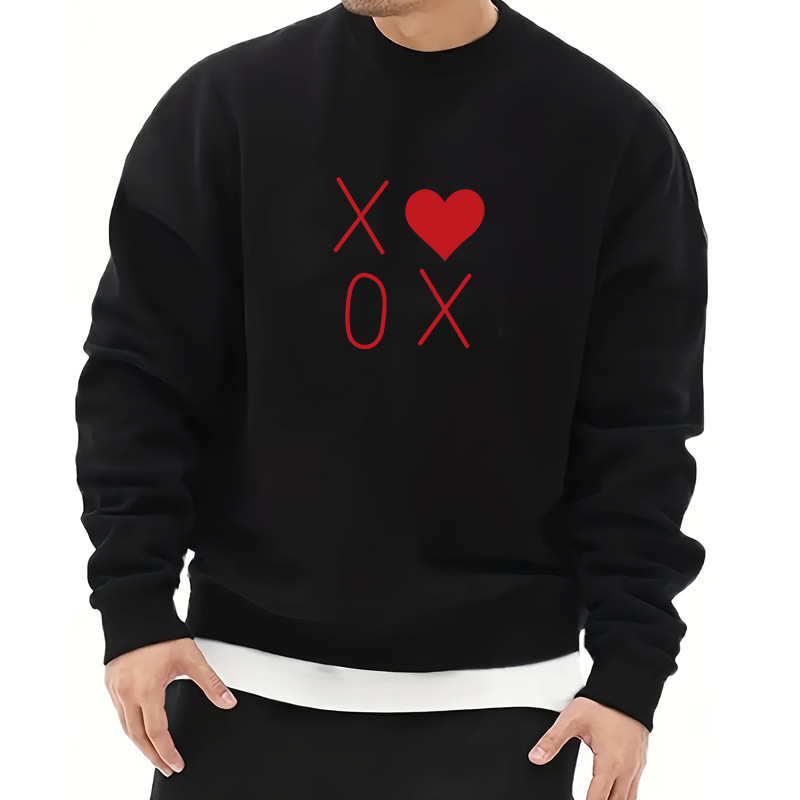 Men's Letter Heart Shape Simple Style Long Sleeve Loose Round Neck display picture 4