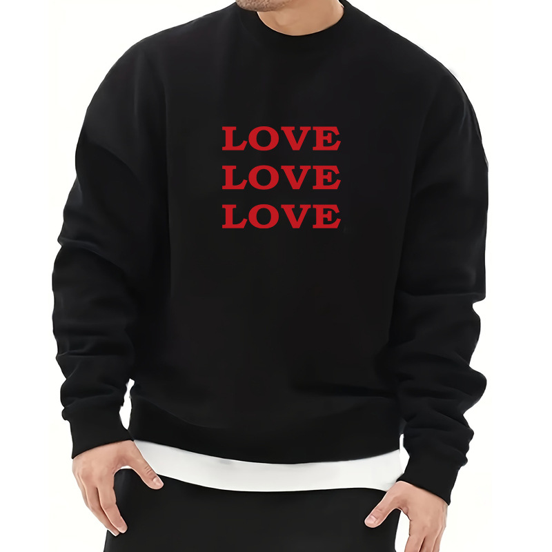 Men's Letter Heart Shape Simple Style Long Sleeve Loose Round Neck display picture 5