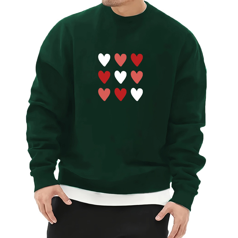 Men's Letter Heart Shape Simple Style Long Sleeve Loose Round Neck display picture 3