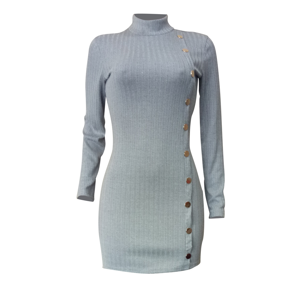 Women's Sheath Dress Casual Elegant Turtleneck Long Sleeve Solid Color Above Knee Daily Street display picture 10