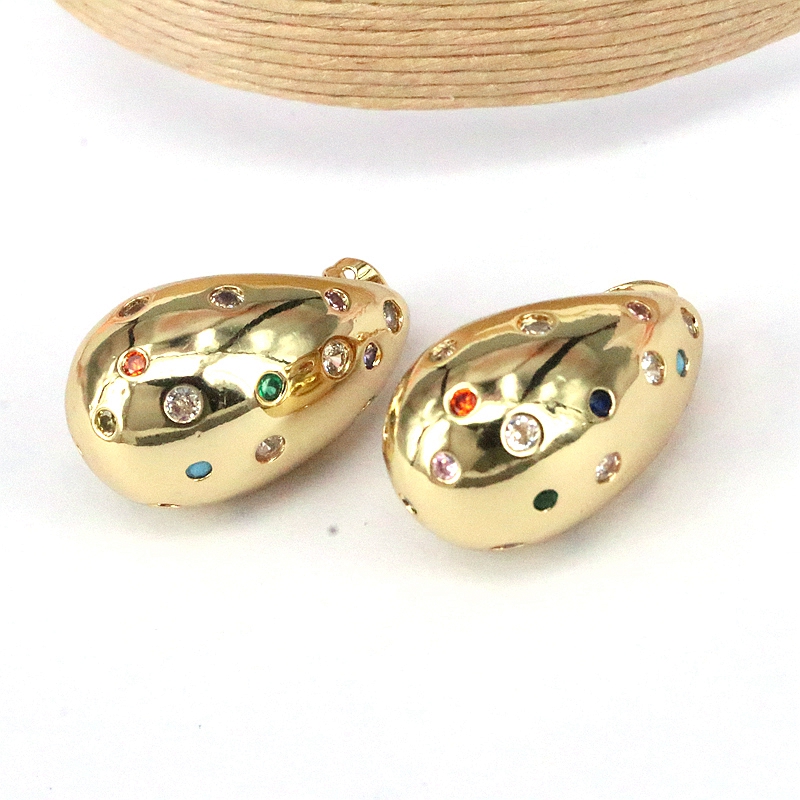 1 Pair Vintage Style Simple Style Water Droplets Plating Copper Zircon Ear Studs display picture 2