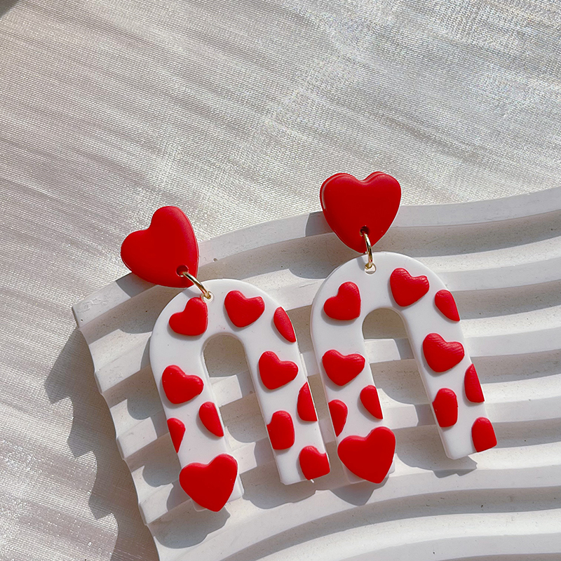 1 Pair Sweet U Shape Heart Shape Flower Plating Alloy Soft Clay 14k Gold Plated Drop Earrings display picture 5