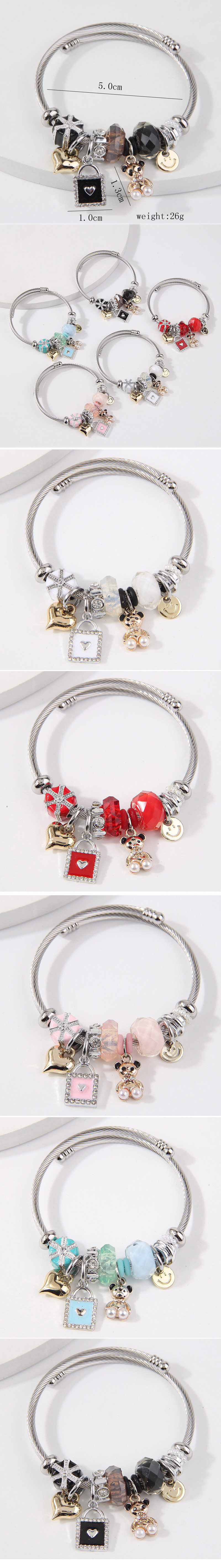 Simple Style Bear Heart Shape Stainless Steel Alloy Bangle display picture 1