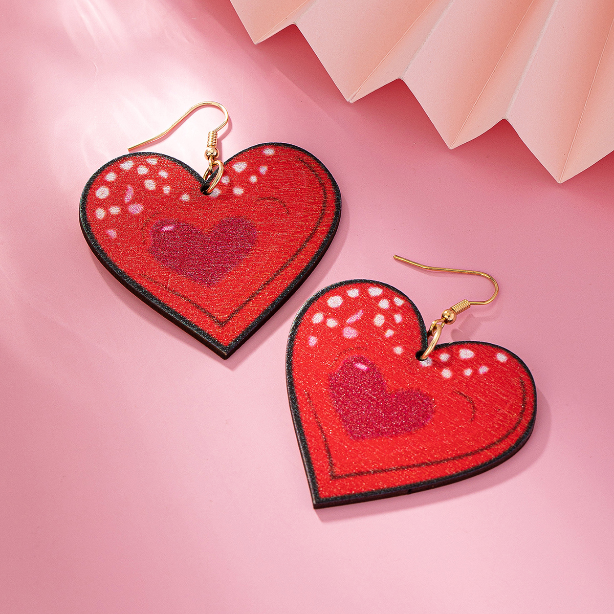 1 Pair Ethnic Style Animal Heart Shape Wood Drop Earrings display picture 4
