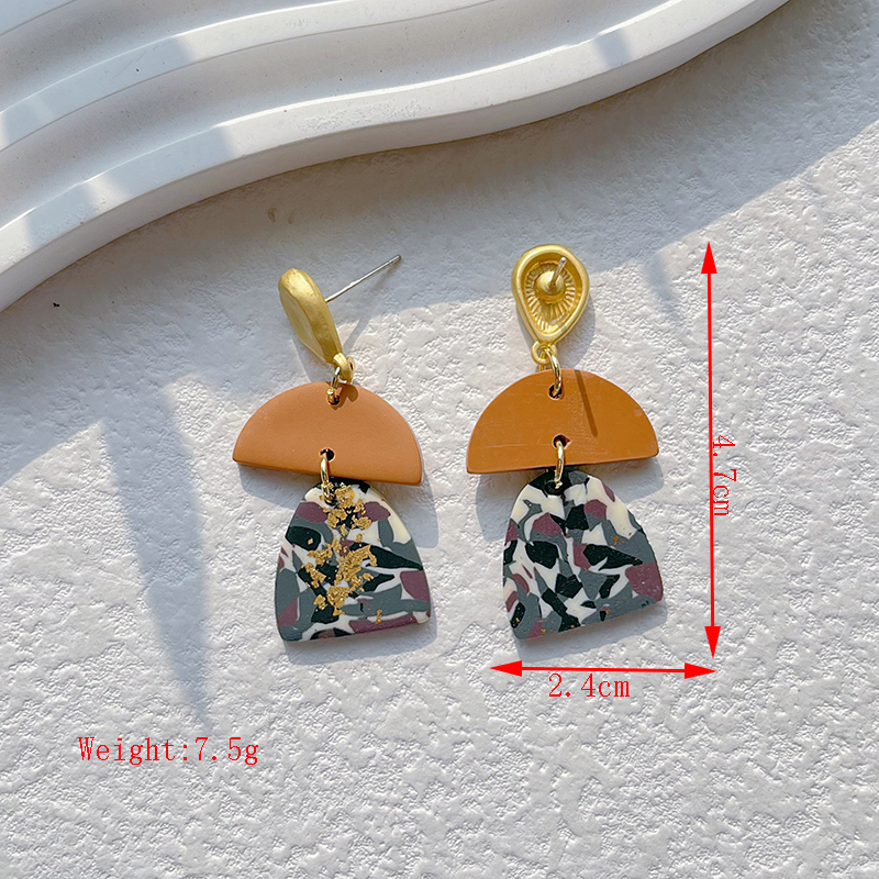 1 Pair Casual Simple Style Geometric Color Block Handmade Plating Soft Clay Copper 14k Gold Plated Drop Earrings display picture 4
