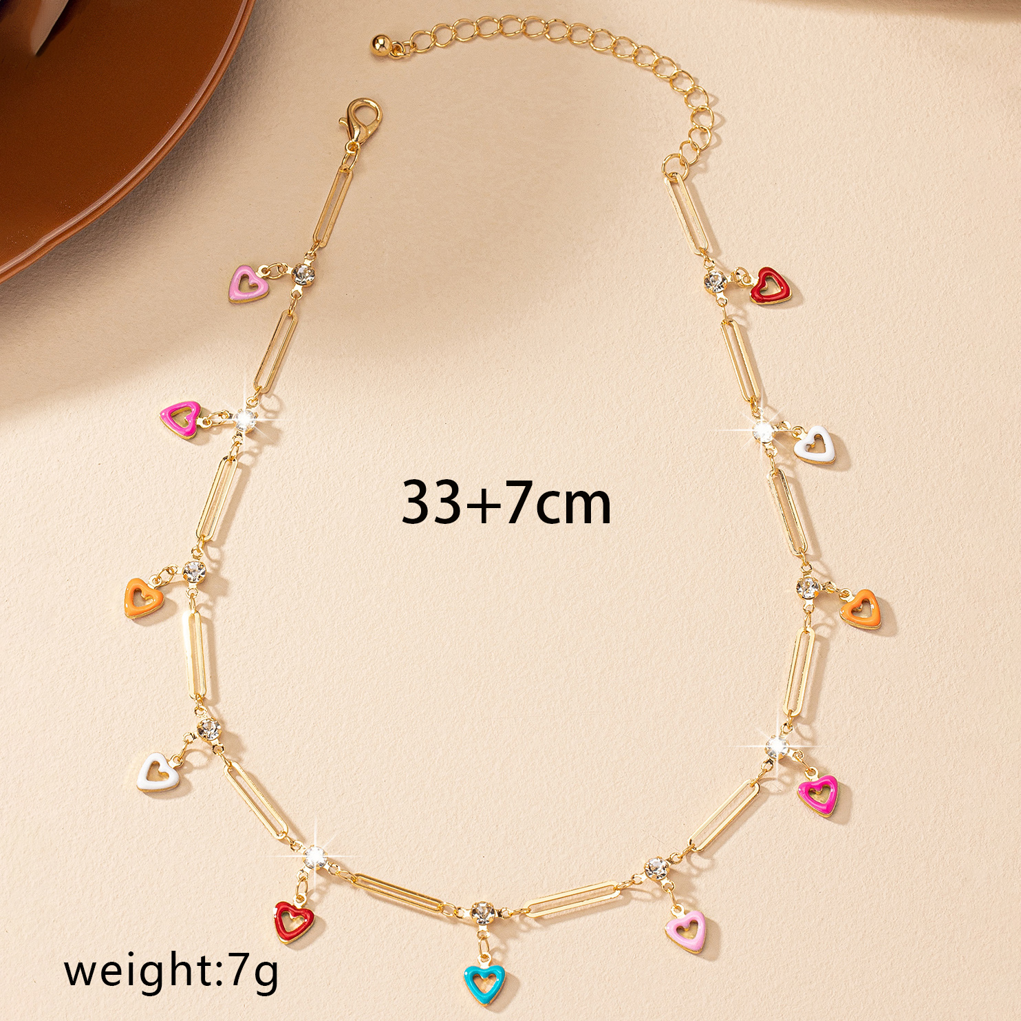 Casual Simple Style Heart Shape Alloy Enamel Plating Inlay Rhinestones Women's Necklace display picture 2