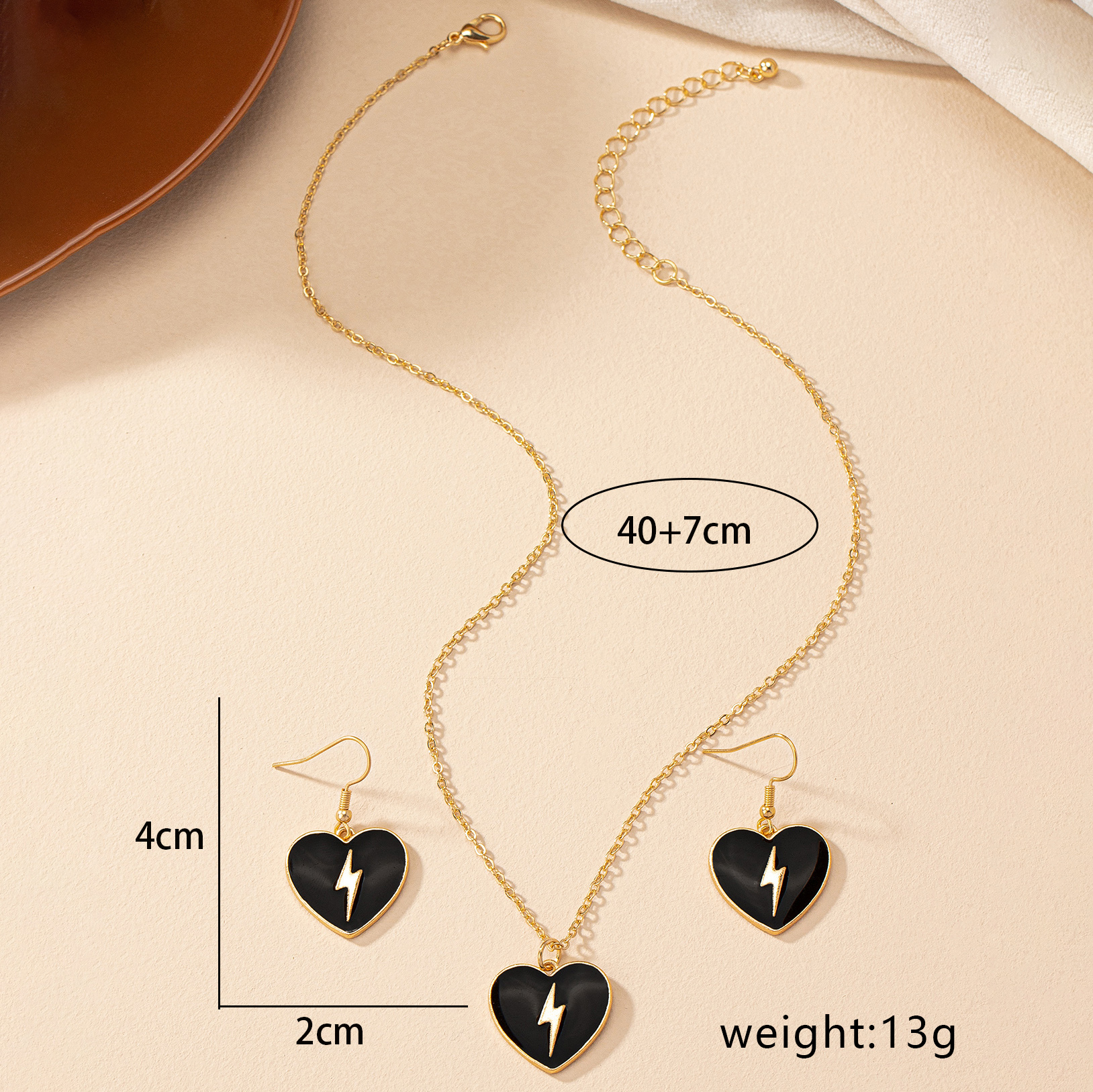 Retro Commute Heart Shape Lightning Alloy Plating Women's Jewelry Set display picture 1