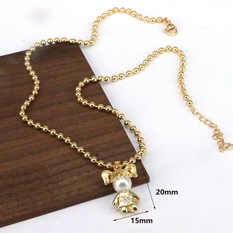 Elegant Cute Cartoon Character Copper Plating Inlay Pearl Pendant Necklace display picture 3