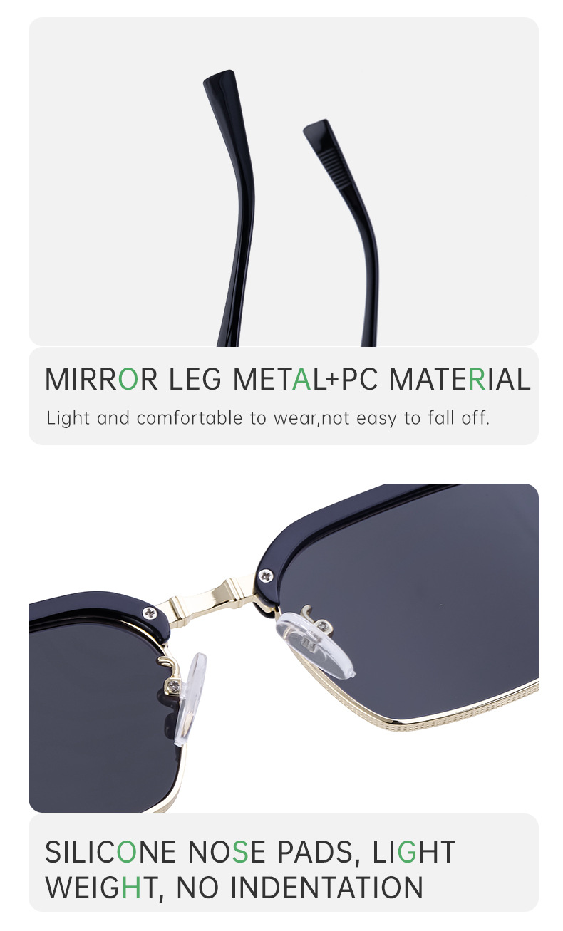 Retro Solid Color Tac Square Full Frame Men's Sunglasses display picture 5