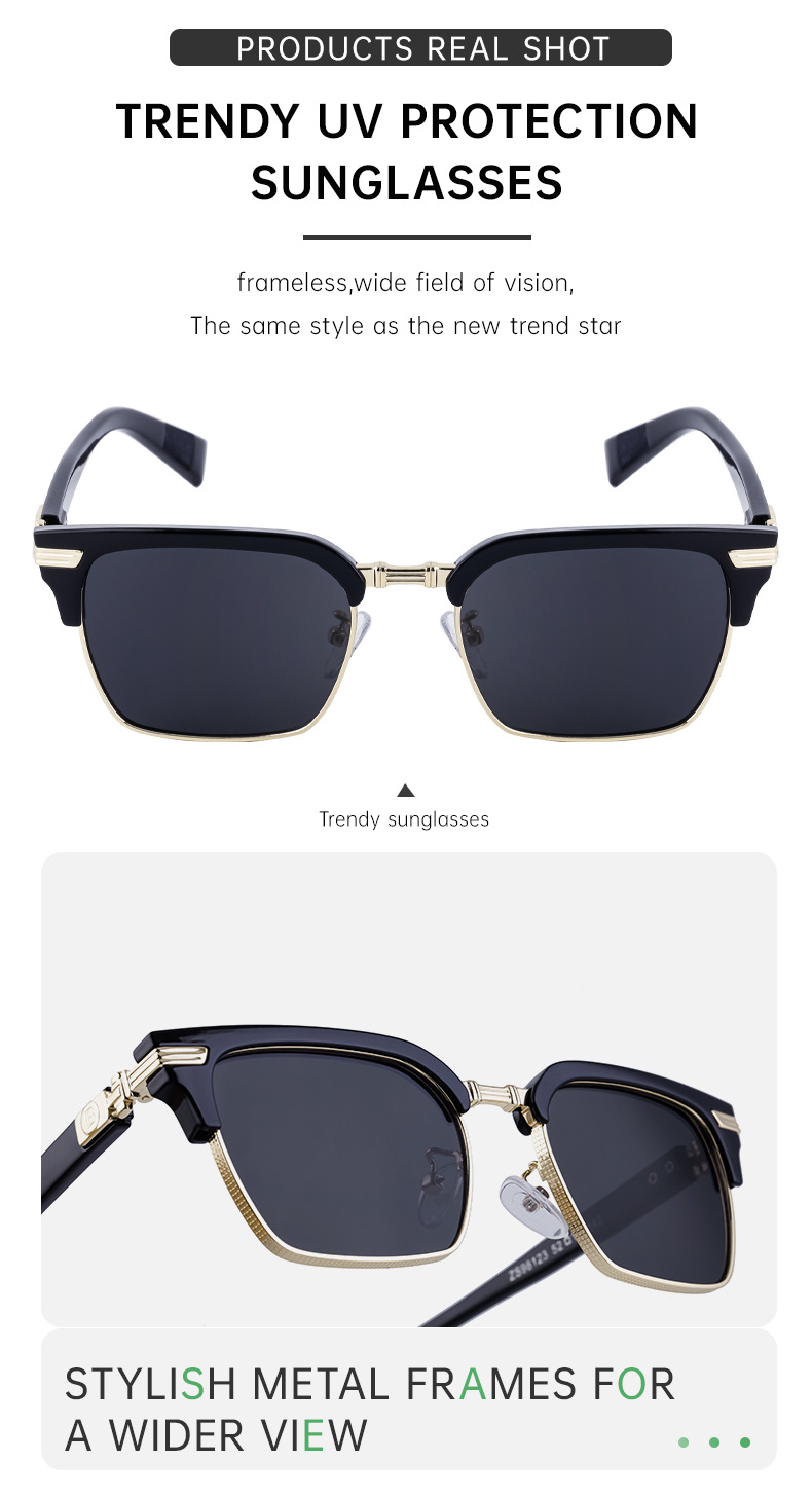 Retro Solid Color Tac Square Full Frame Men's Sunglasses display picture 7