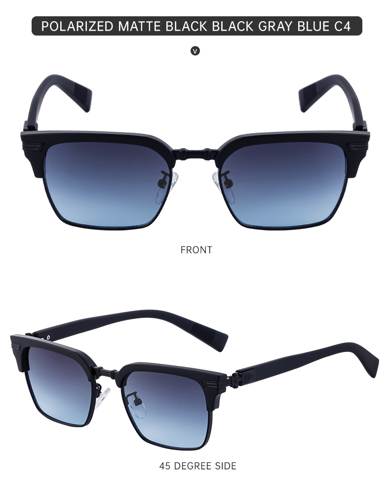 Retro Solid Color Tac Square Full Frame Men's Sunglasses display picture 10