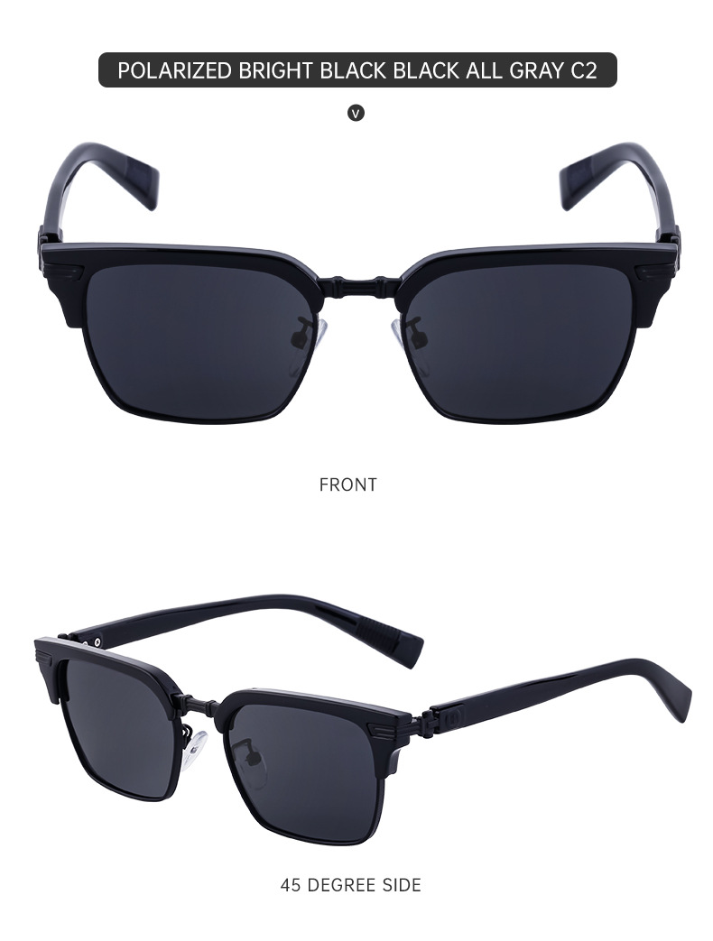 Retro Solid Color Tac Square Full Frame Men's Sunglasses display picture 9