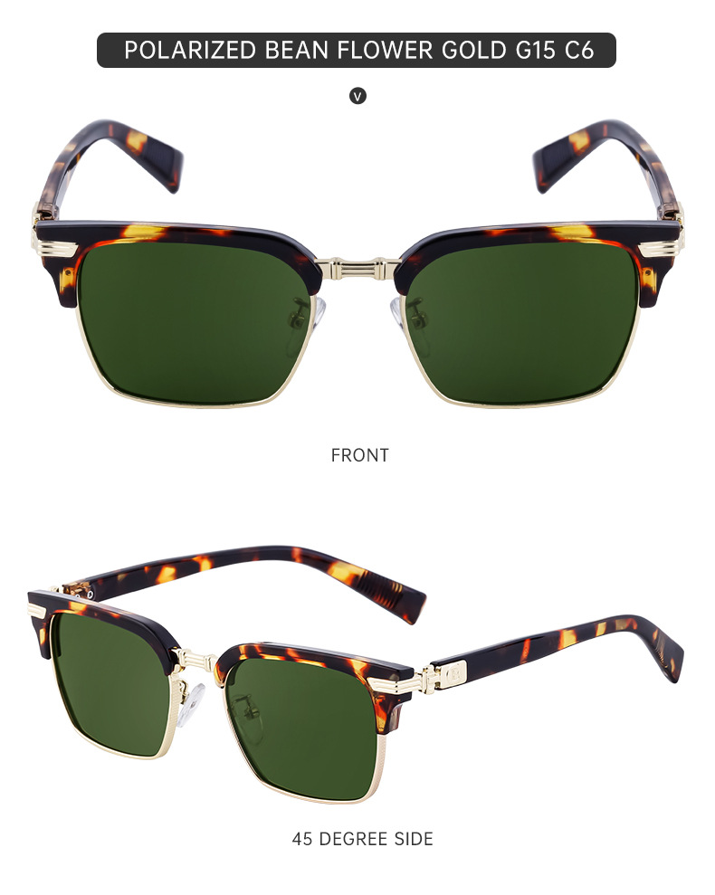 Retro Solid Color Tac Square Full Frame Men's Sunglasses display picture 12