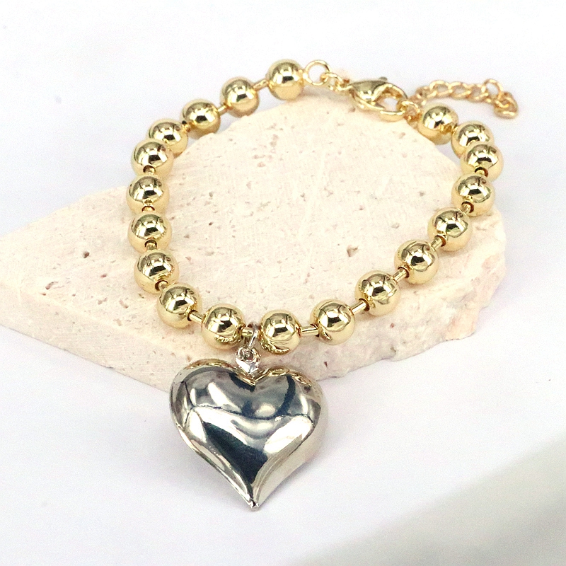 Vintage Style Simple Style Heart Shape Copper Plating 18k Gold Plated Bracelets display picture 5