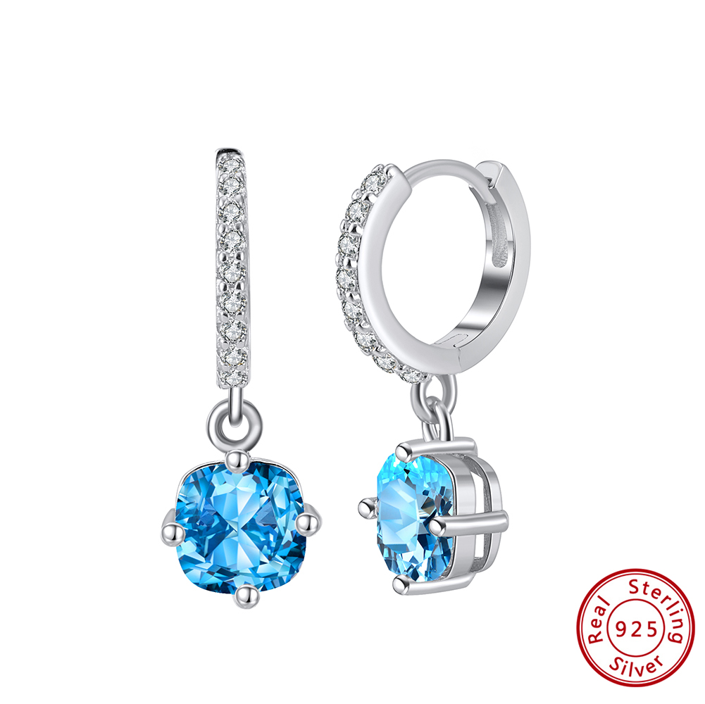 1 Paire Style Simple Rond Polissage Placage Incruster Argent Sterling Zircon Plaqué Or 14k Or Blanc Plaqué Boucles D'oreilles display picture 3