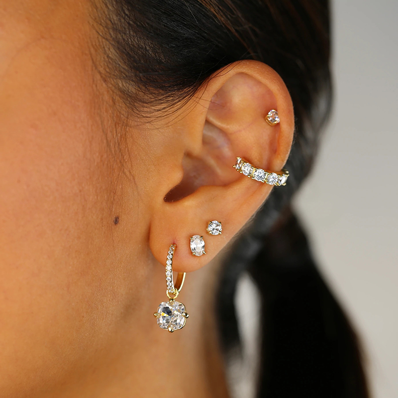 1 Paire Style Simple Rond Polissage Placage Incruster Argent Sterling Zircon Plaqué Or 14k Or Blanc Plaqué Boucles D'oreilles display picture 6