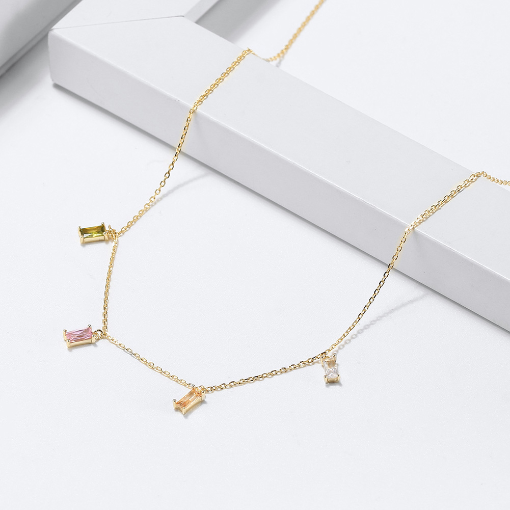 Simple Style Rectangle Sterling Silver Plating Inlay Zircon 14k Gold Plated Silver Plated Pendant Necklace display picture 2