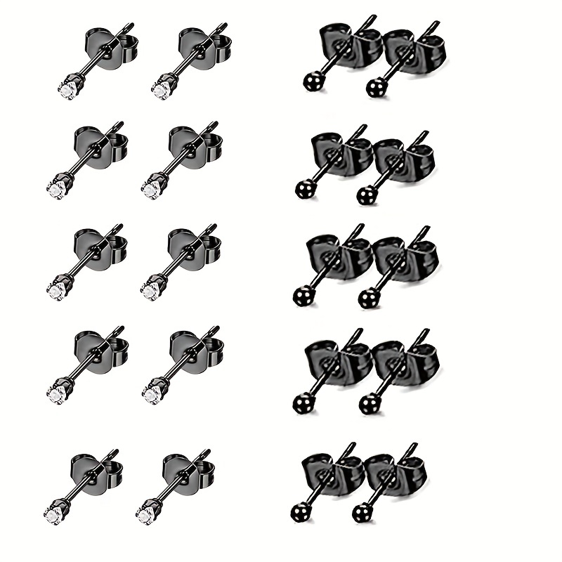 10 Pairs Simple Style Geometric Plating Inlay Stainless Steel Artificial Crystal Ear Studs display picture 5