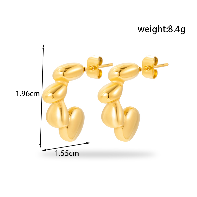 1 Pair Vintage Style C Shape Square Plating Stainless Steel 18k Gold Plated Hoop Earrings display picture 1