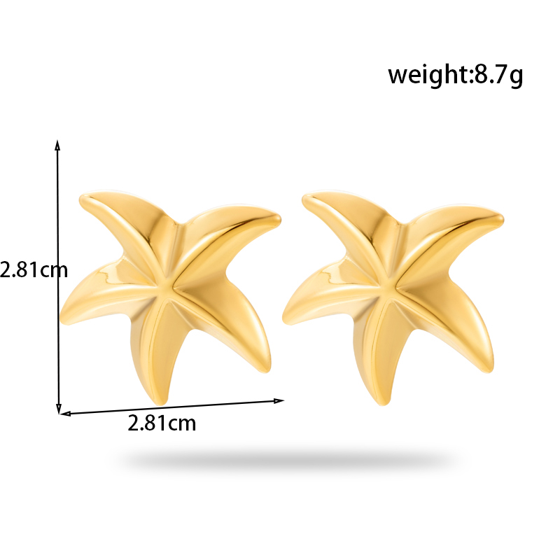 1 Pair Simple Style Starfish Plating Stainless Steel 18k Gold Plated Drop Earrings display picture 3