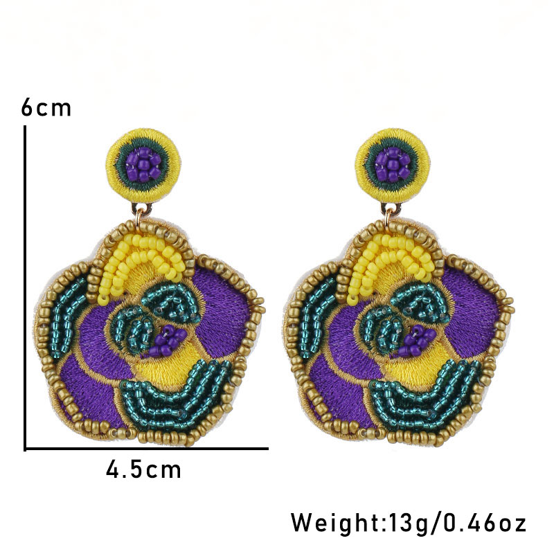 1 Pair Retro Embroidery Inlay Cloth Glass Rhinestones Drop Earrings display picture 5