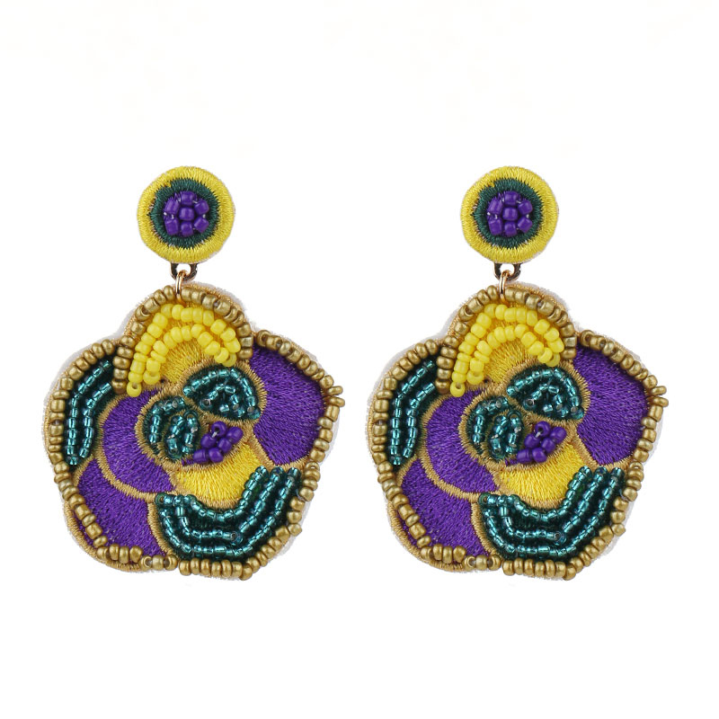 1 Pair Retro Embroidery Inlay Cloth Glass Rhinestones Drop Earrings display picture 10