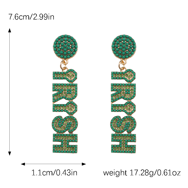 1 Pair Casual Cute Shamrock Letter Plating Inlay Alloy Drop Earrings display picture 2