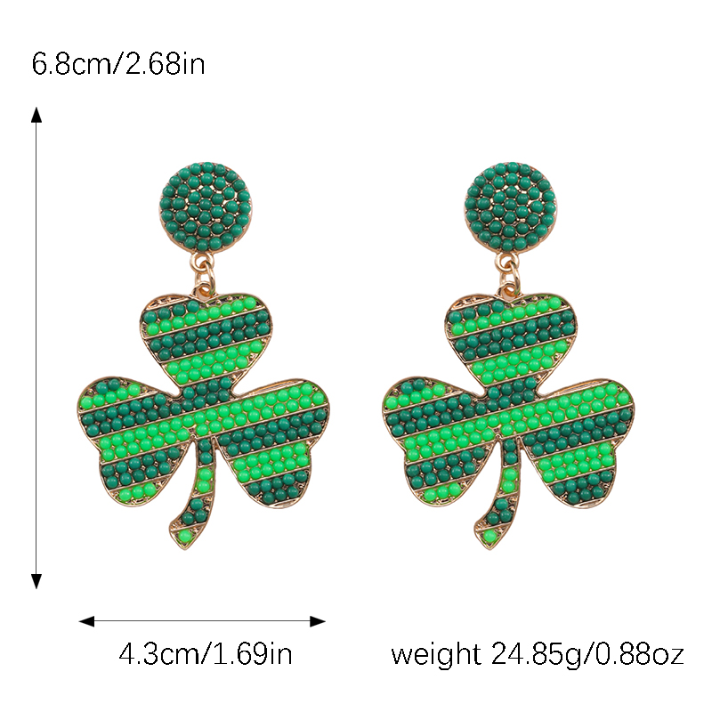 1 Pair Casual Cute Shamrock Letter Plating Inlay Alloy Drop Earrings display picture 3