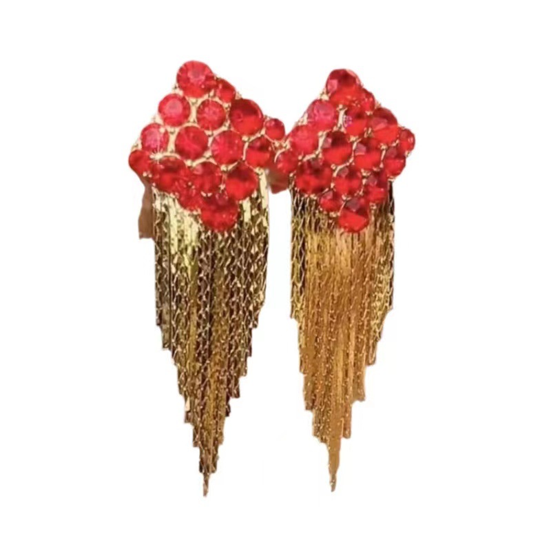 1 Pair French Style Classic Style Tassel Rhombus Alloy Drop Earrings display picture 5