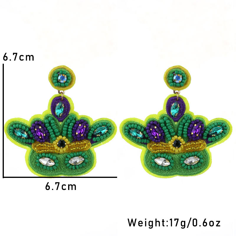 1 Pair Embroidery Letter Inlay Cloth Glass Rhinestones Earrings display picture 4