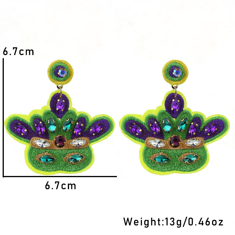 1 Par Bordado Letra Embutido Tela Vidrio Diamantes De Imitación Aretes display picture 3