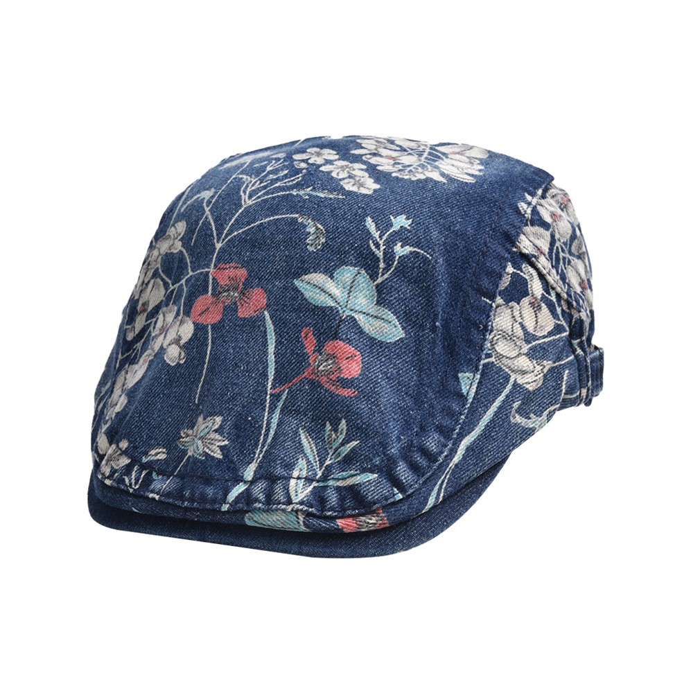 Unisex Simple Style Flower Printing Flat Eaves Beret Hat display picture 3