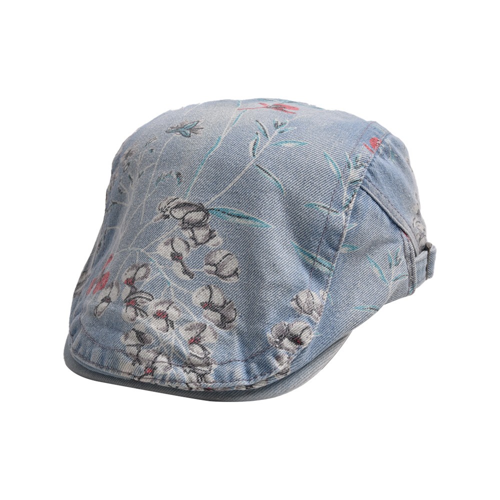 Unisex Simple Style Flower Printing Flat Eaves Beret Hat display picture 5