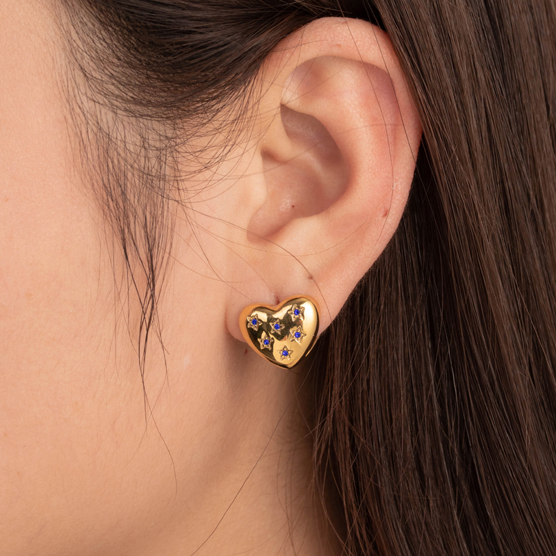1 Pair French Style Simple Style C Shape Pentagram Heart Shape Inlay Stainless Steel Zircon 18k Gold Plated Hoop Earrings Drop Earrings Ear Studs display picture 11