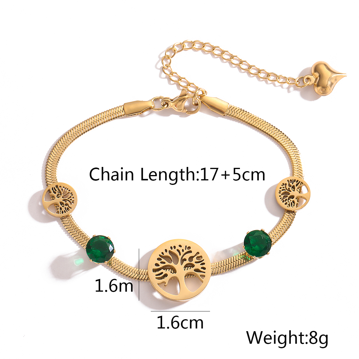 Simple Style Life Tree 304 Stainless Steel 18K Gold Plated Zircon Bracelets In Bulk display picture 1