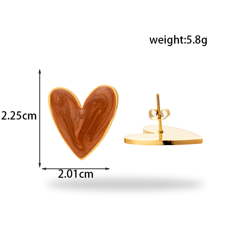 1 Pair Simple Style Heart Shape Stainless Steel 18k Gold Plated Hoop Earrings Ear Studs display picture 1