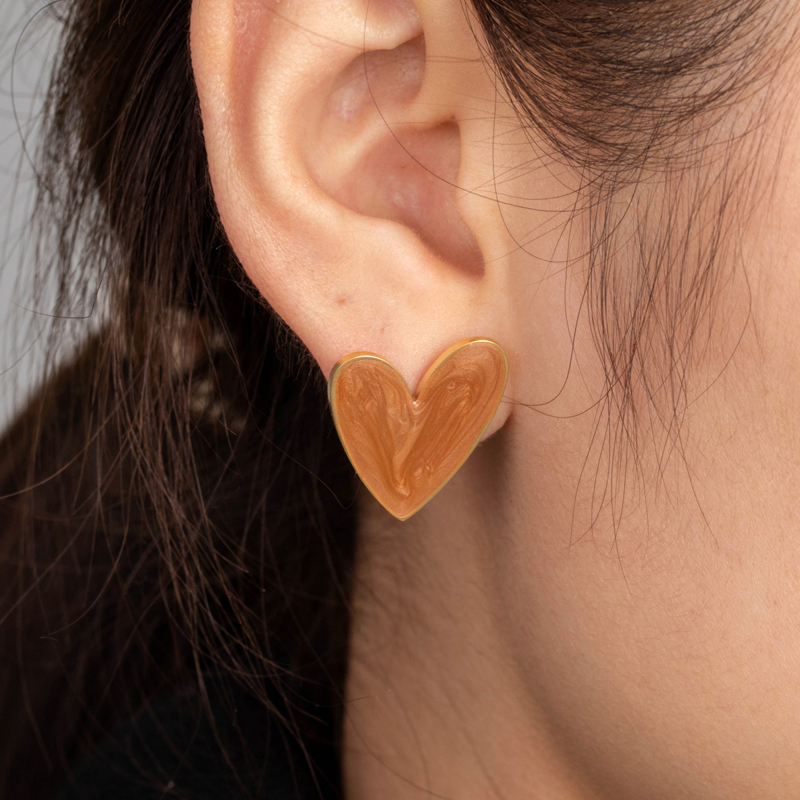1 Pair Simple Style Heart Shape Stainless Steel 18k Gold Plated Hoop Earrings Ear Studs display picture 4