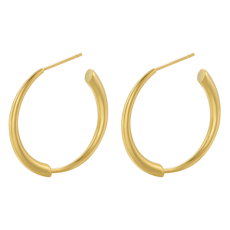 1 Pair Simple Style Round Plating Inlay Copper Zircon 18k Gold Plated Hoop Earrings Ear Studs display picture 2