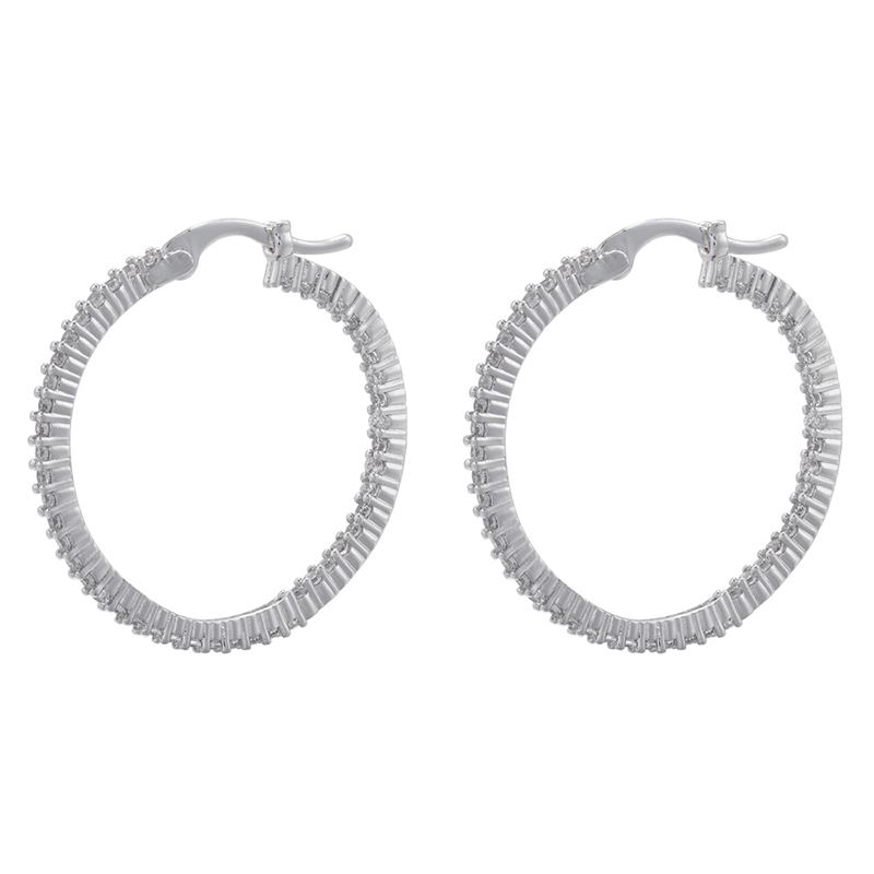 1 Pair Simple Style Round Plating Inlay Copper Zircon 18k Gold Plated Hoop Earrings Ear Studs display picture 3