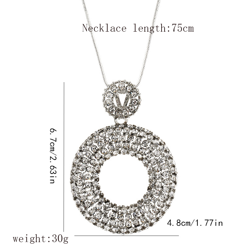 Simple Style Circle Alloy Copper Inlay Artificial Crystal Women's Sweater Chain display picture 1