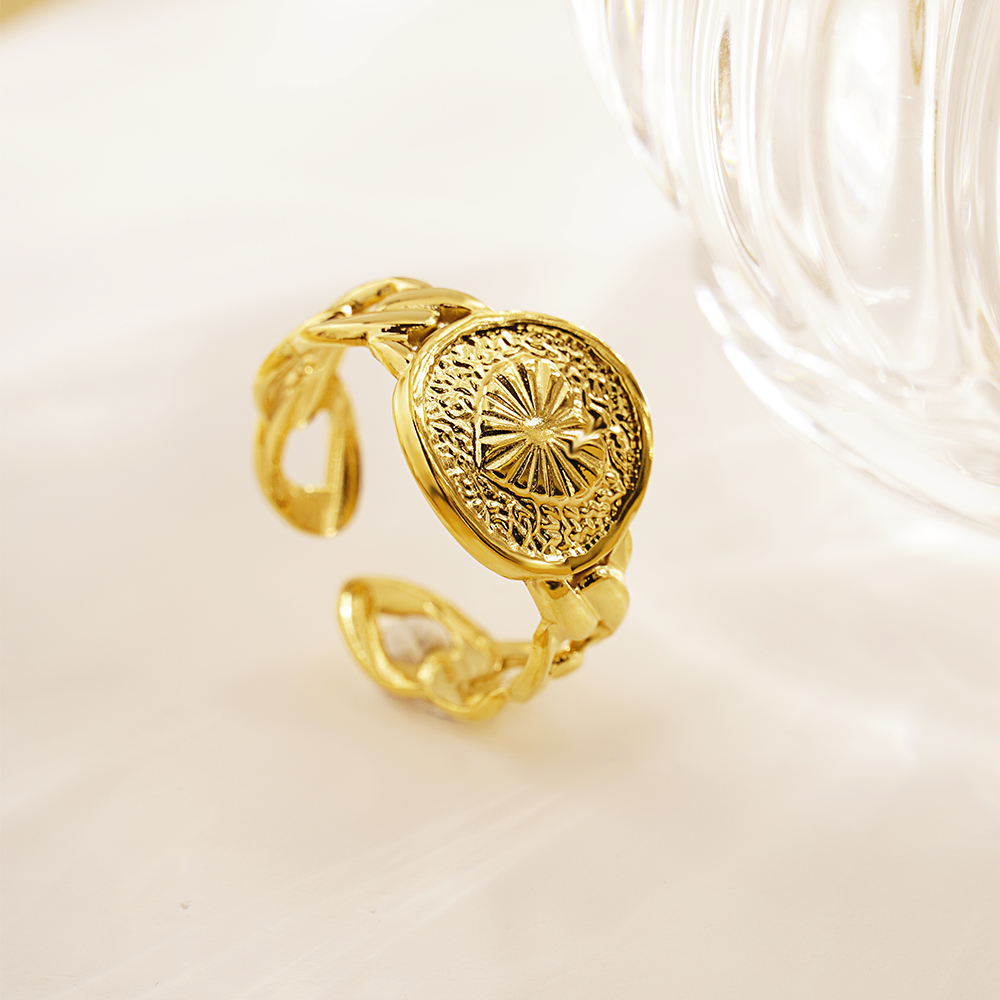 Edelstahl 304 18 Karat Vergoldet Einfacher Stil Überzug Herzform Offener Ring display picture 4