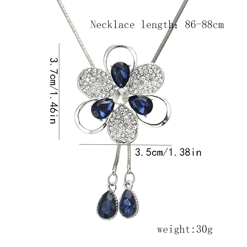 Einfacher Stil Blume Legierung Kupfer Inlay Glas Frau Pulloverkette display picture 1