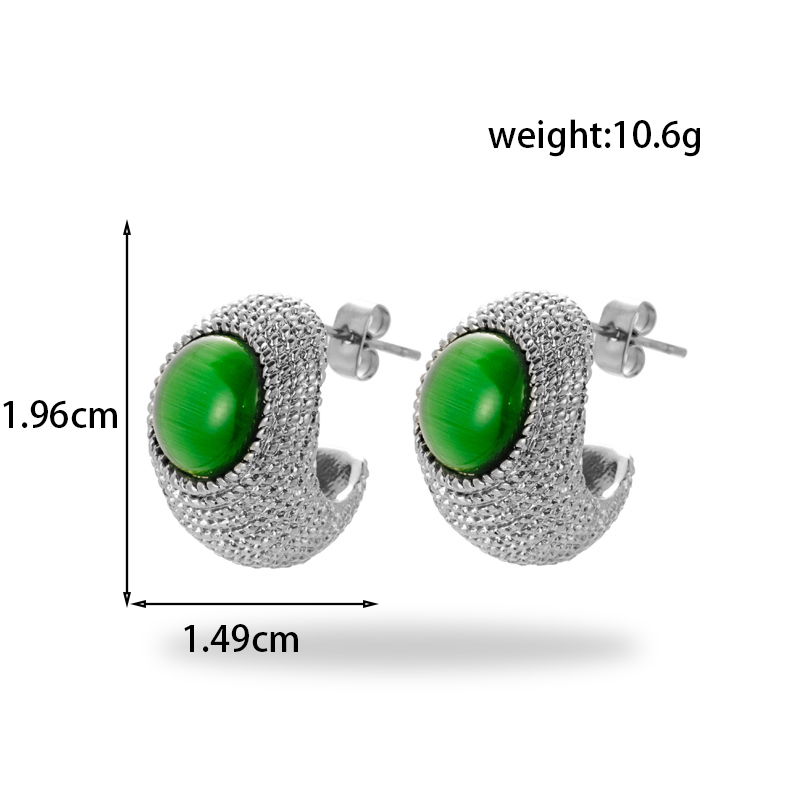 1 Pair Vintage Style French Style Simple Style C Shape Round Flower Stainless Steel Zircon 18k Gold Plated Ear Studs display picture 3