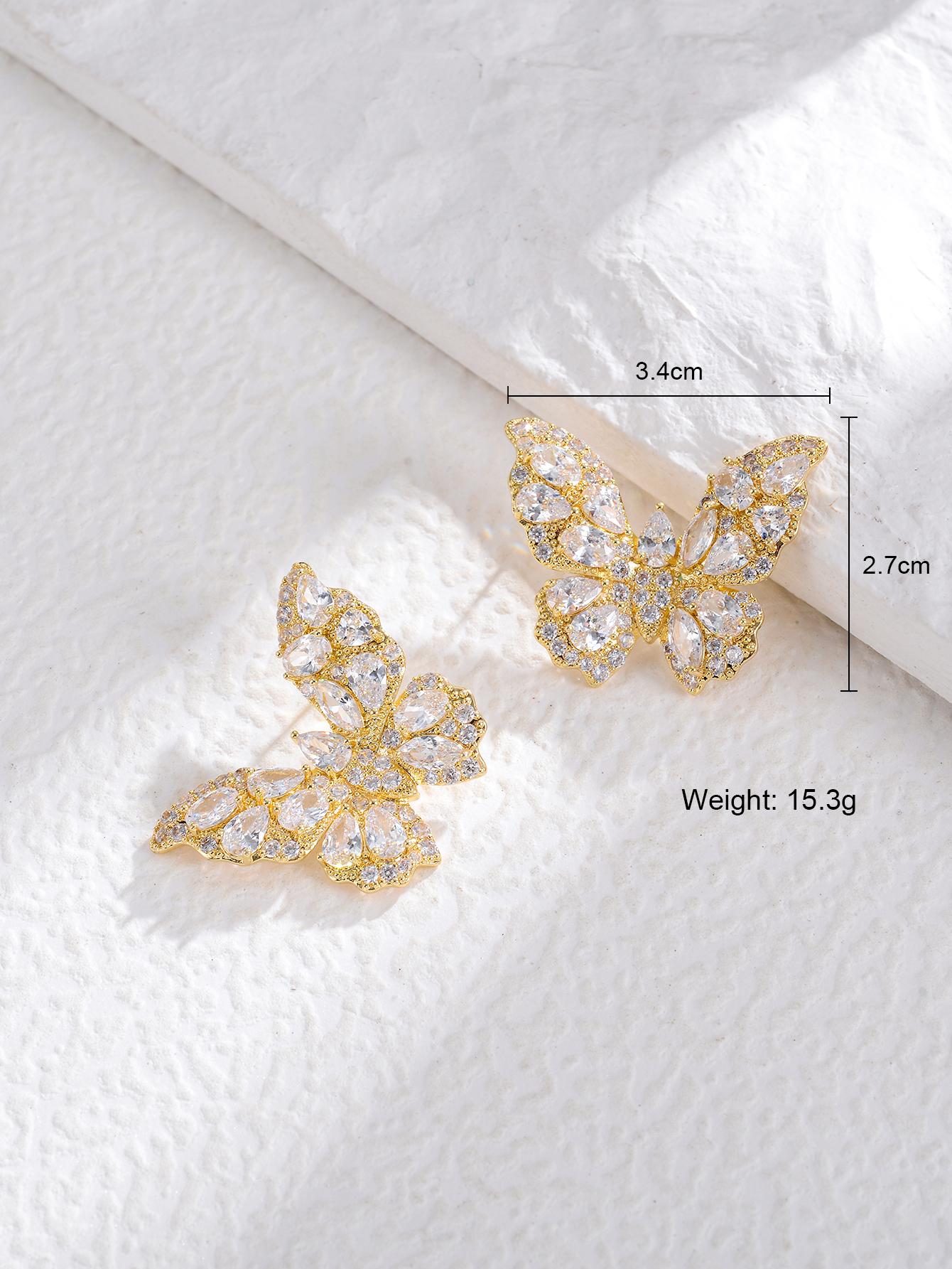 1 Pair Luxurious Streetwear Shiny Butterfly Inlay Alloy Rhinestones Ear Studs display picture 4