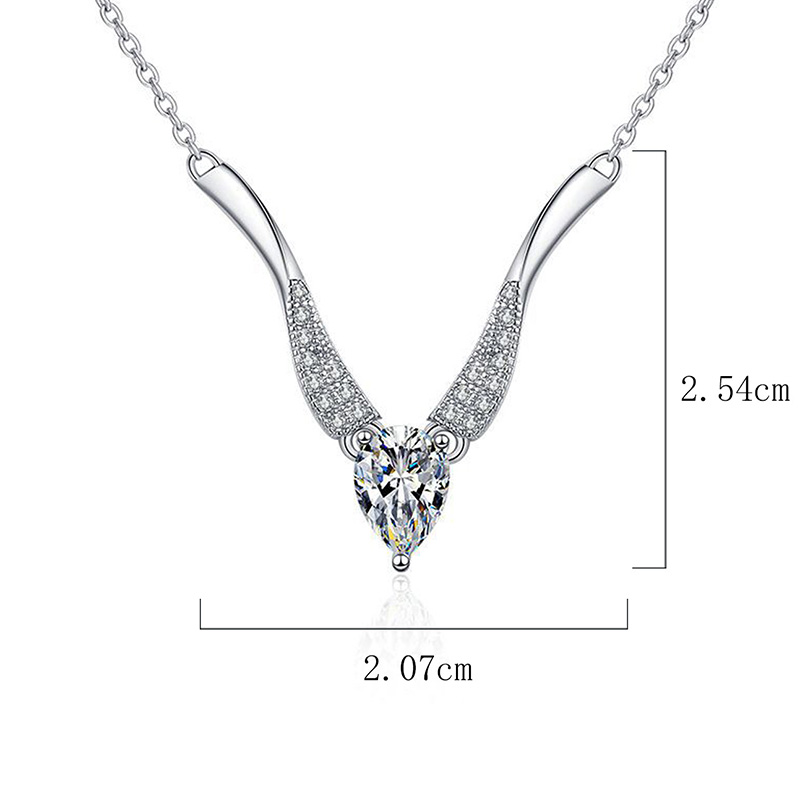 Elegant Glam Solid Color Sterling Silver Plating Inlay Zircon White Gold Plated Necklace Pendant display picture 5