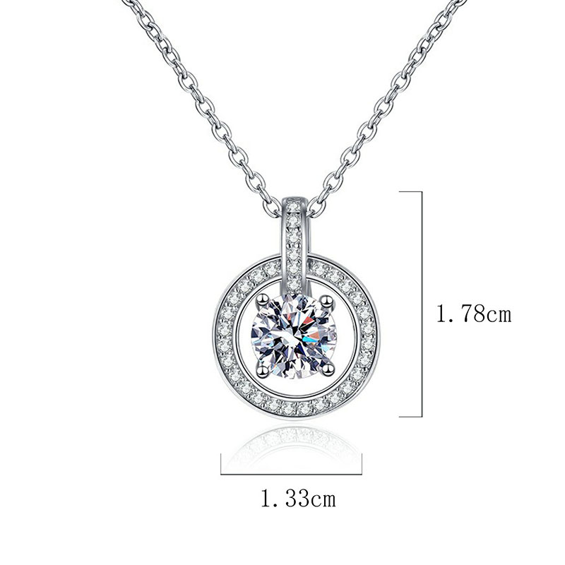 Elegant Luxurious Sweet Round Sterling Silver Inlay Zircon White Gold Plated Necklace Pendant display picture 5